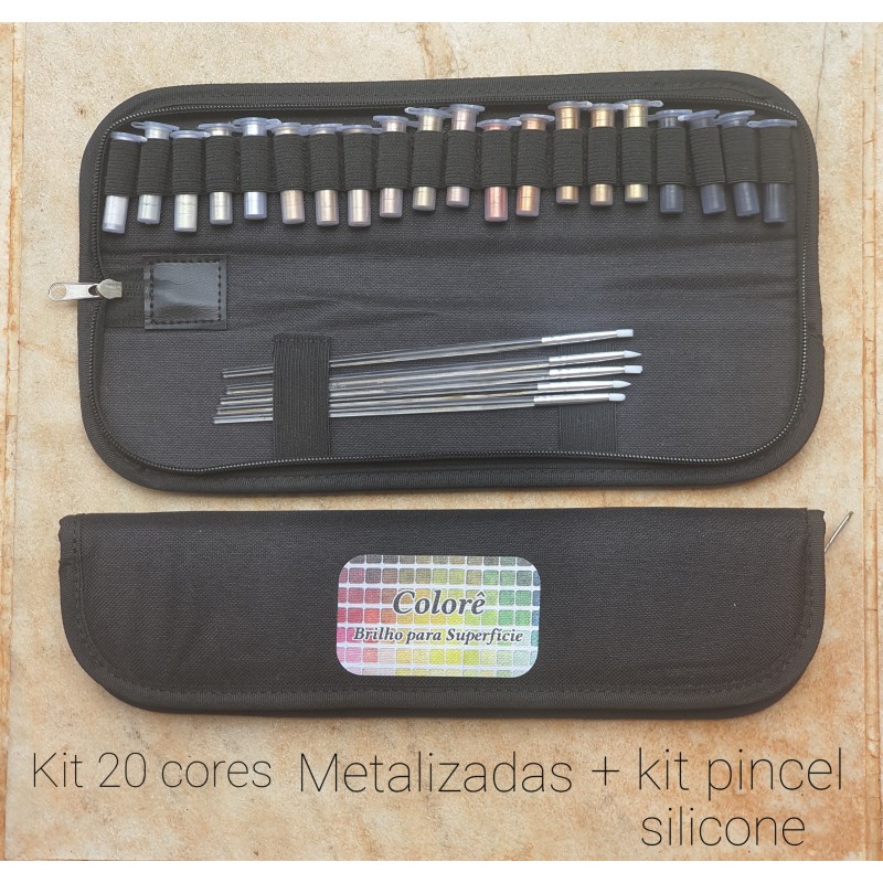 Kit Metal com 20 cores + estecas de Silicone